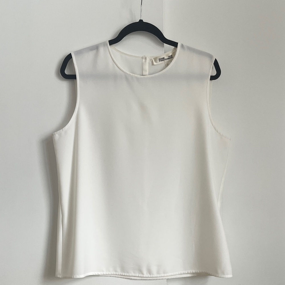 Diane Von Furstenberg White Sleeveless Blouse